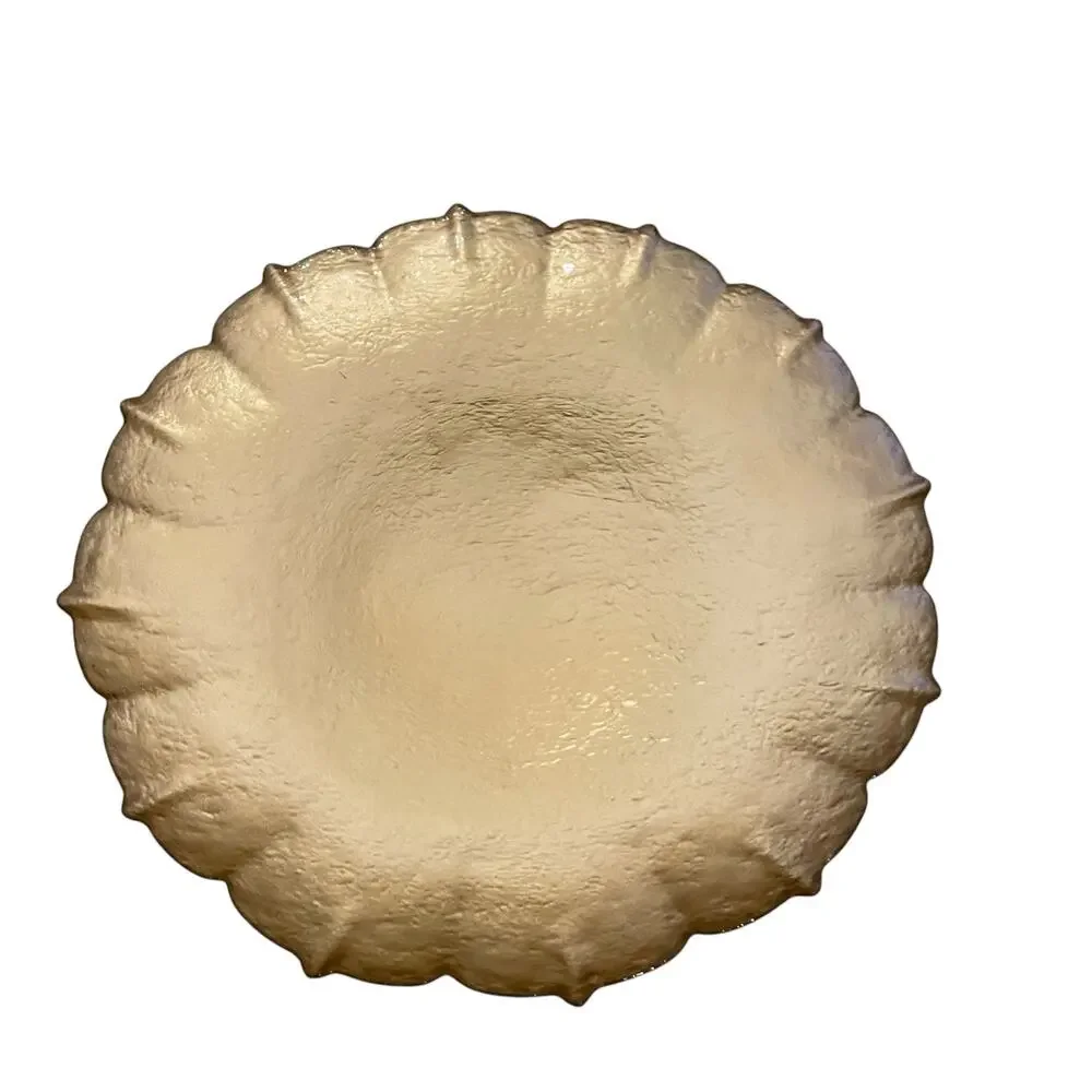 Metallic Gold Turkish Glass 12.5in Plate Charger Scalloped Edge New
